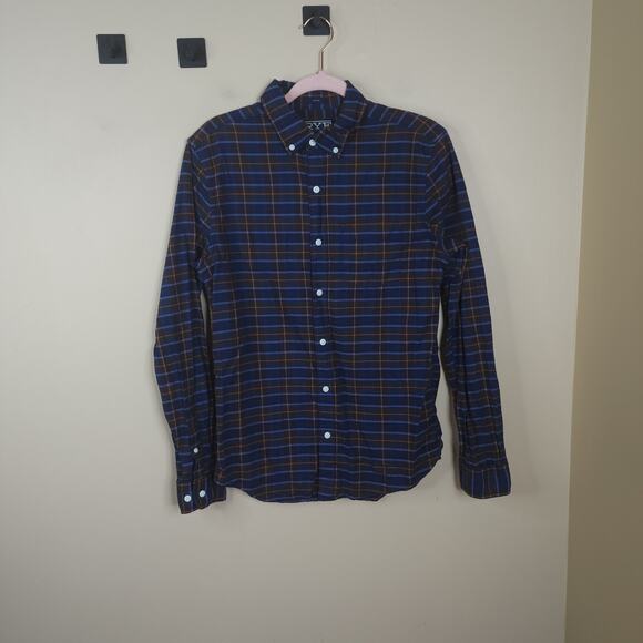 Rye Mens Cotton Slim Fit Button Up Plaid Long Sleeve Shirt Size S Tall - Picture 1 of 11